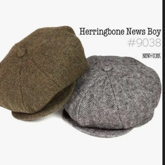 New York Hat Co. 100% Wool Herringbone Newsboy Cap Size Small NWT - Picture 1 of 7